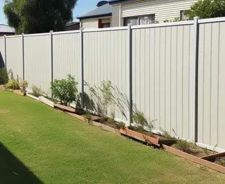A newly installed white durable Colorbond fence in Wagga Wagga