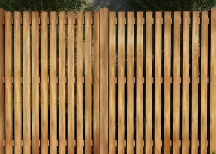 Front view of a timber fence in Wagga Wagga